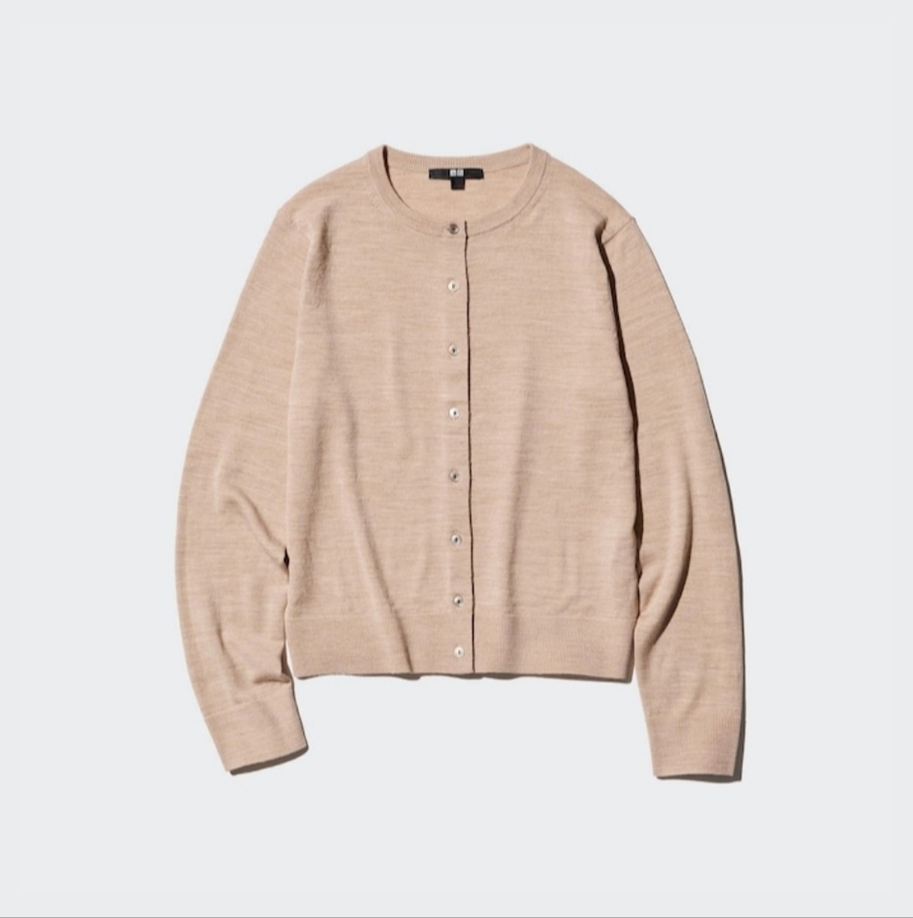 Uniqlo Women's Beige Merino Cardigan - Size Medium - NWOT